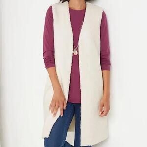 Pure Jill Elements Sherpa Vest Womens XL White Open Front Sleeveless